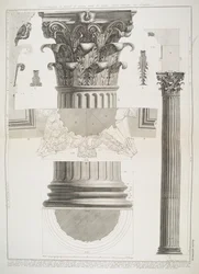 Tavle LXXXVIII-IX Demonstration i stor skala af dele af den første rækkefølge af søjler inde i Pantheon fra 
